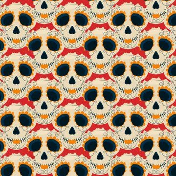 Pattern with painted female skulls and roses, for the DIA DE LOS MUERTOS hol Stock Illustration