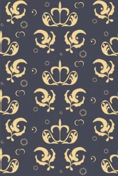 A pattern with painted stylized leaves, circles, rings and strokes in the s.. Illustrazione stock