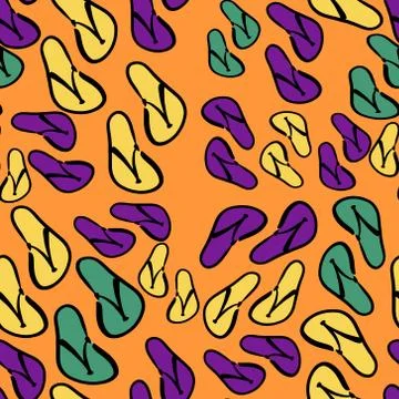 A pattern Of painted summer purple, yellow, and green slates on an orange Stock Illustration