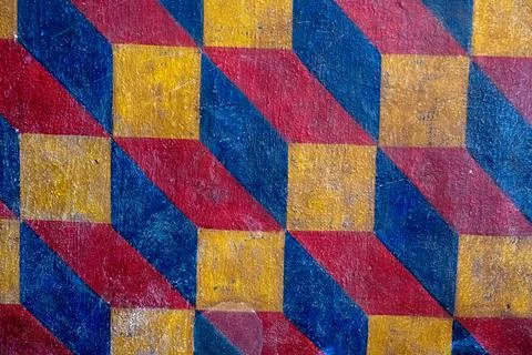 A pattern painted on the wall at the San Xavier del Bac Chruch Stock Photos