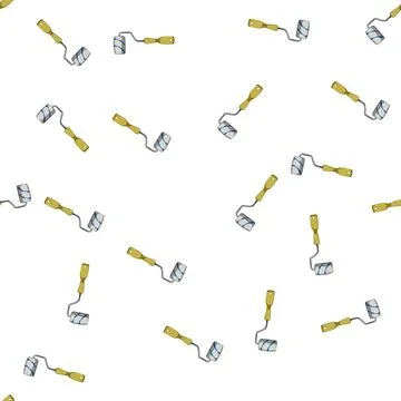 Pattern painter roller paint cartoon vector Stock Illustration
