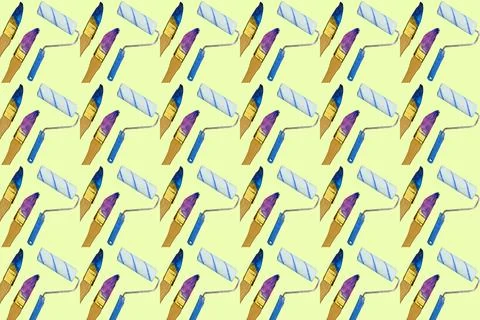 Pattern of painting tools used roller,paint brushes Stock Illustration