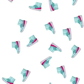 Pattern pair kid shoes cartoon vector Ilustração Stock