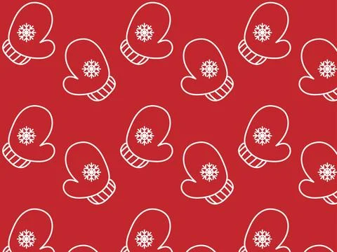 Pattern pair of mittens. Vector Christmas illustration Illustrazione stock