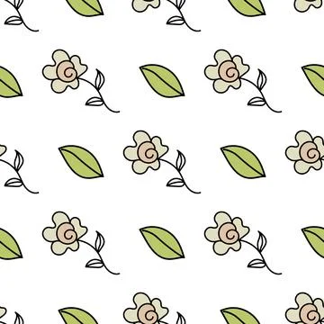 Pattern of pale green rose and leaf on white background Illustrazione stock