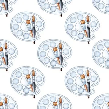 Pattern palette with watercolor brushes イラスト素材