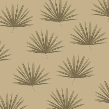 A pattern of palm leaves on a beige background. Simple soft floral pattern Stock Illustration