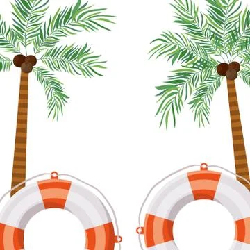 Pattern of palm tree with coconut in white background Stock Illustration