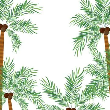 Pattern of palm tree with coconut in white background Stock Illustration