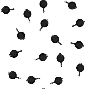 Pattern pan iron skillet cartoon vector Stock Illustration