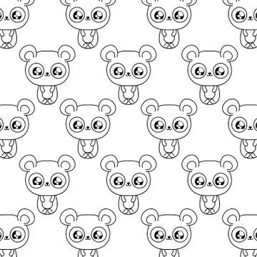 Pattern of panda bears baby animals kawaii style Stock Illustration