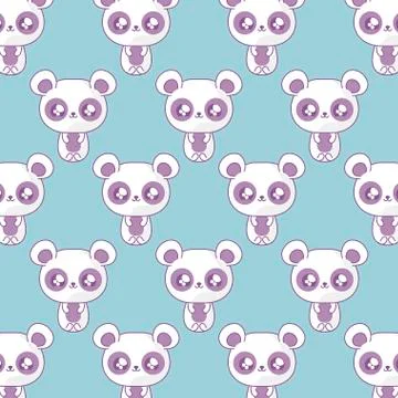 Pattern of panda bears baby animals kawaii style 스톡 일러스트