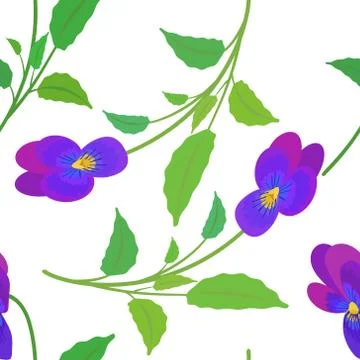 Pattern with Pansy flowers and multicolor circles. イラスト素材