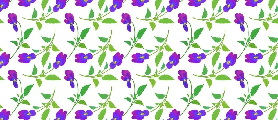 Pattern with Pansy flowers and multicolor circles. 库存插图