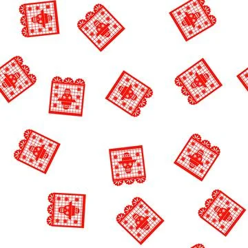 Pattern Papel picado skull wearing sombrero decoration 스톡 일러스트