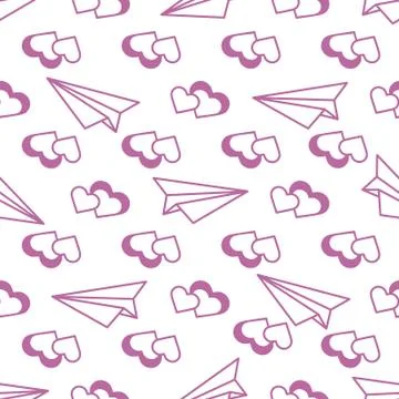 Pattern Paper airplane, hearts Valentine's Day Stock Illustration