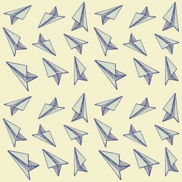 Pattern of paper airplanes. Notebook sheet in a cage. Stock vector illustration Stock Illustration