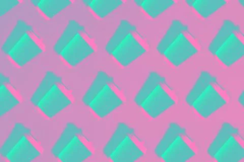 Pattern of paper cups on pink background. Stock Photos