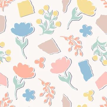 Pattern with paper flowers Stock Illustration