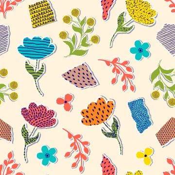 Pattern with paper flowers Illustrazione stock