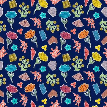 Pattern with paper flowers Stockillustratie