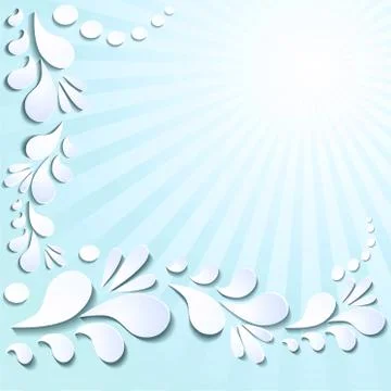Pattern of paper stickers with the sun on a blue background Stock Illustration