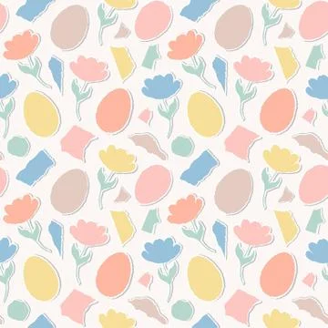 Pattern with paper tulips, eggs Stockillustratie