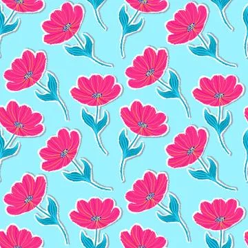 Pattern with paper tulips Illustrazione stock