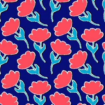 Pattern with paper tulips Illustrazione stock