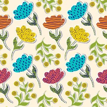 Pattern with paper tulips Illustrazione stock