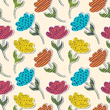 Pattern with paper tulips Illustrazione stock