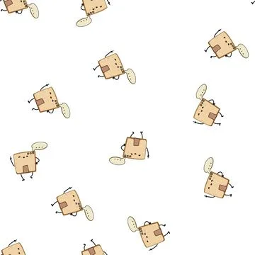 Pattern parcel cardboard box character cartoon vector Stock Illustration