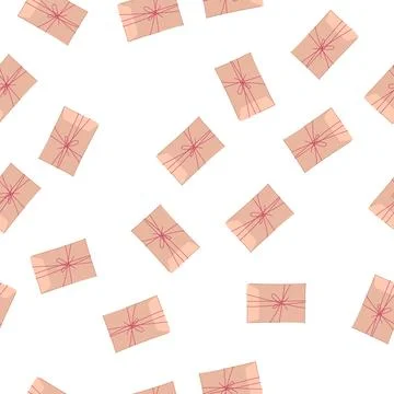 Pattern parcel or mail package tied with string Stock Illustration