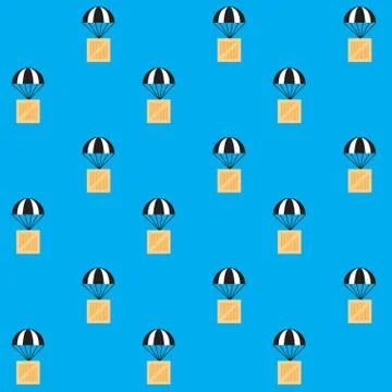 Pattern with the parcel a parachute Stock Illustration