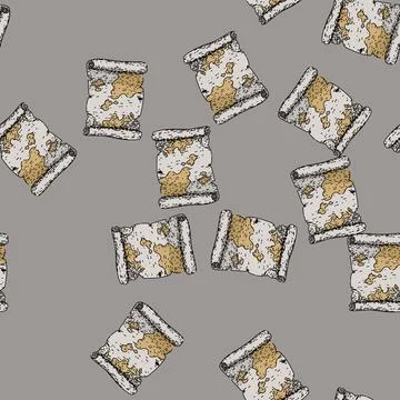 Pattern parchment old map sketch hand drawn イラスト素材