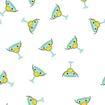 Pattern party cocktail character cartoon vector Stock Illustration