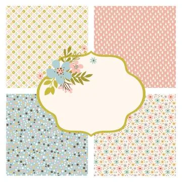 PATTERN PARTY MAKER Floral Flower Seamless Vector Set Stock-Illustration