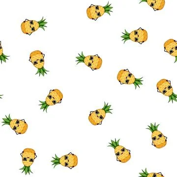 Pattern party pineapple character cartoon vector 스톡 일러스트