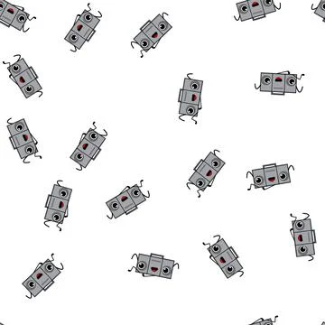 Pattern party retro music character cartoon vector Stock Illustration