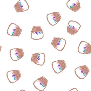 Pattern pastel basket easter cartoon vector Stock Illustration