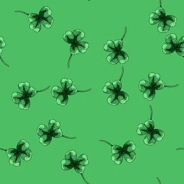 Pattern pasture clover sketch hand drawn Stock Illustration