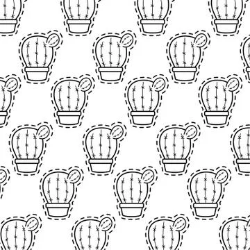 Pattern patches of cactus in pots plants 库存插图