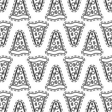 Pattern of patches of delicious pizza fast food 库存插图