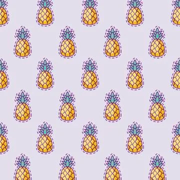 Pattern patches of fresh pineapples イラスト素材