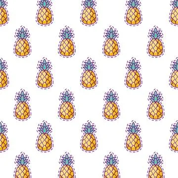 Pattern patches of fresh pineapples 库存插图