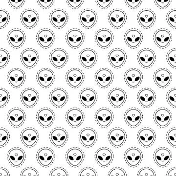 Pattern of patches of heads alien icon Illustrazione stock