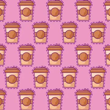 Pattern with patches of plastic coffee drink イラスト素材