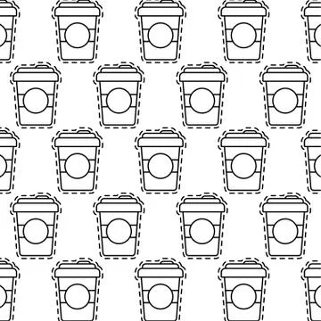 Pattern with patches of plastic coffee drink 库存插图