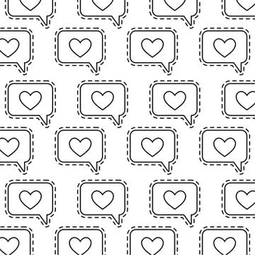 Pattern with patches of speech bubbles and hearts イラスト素材