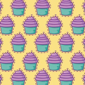 Pattern of patches of sweet cupcakes イラスト素材